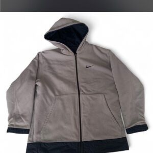 Vintage Nike Reversible Navy Hooded Windbreaker with Light Gray Lining - Y2K